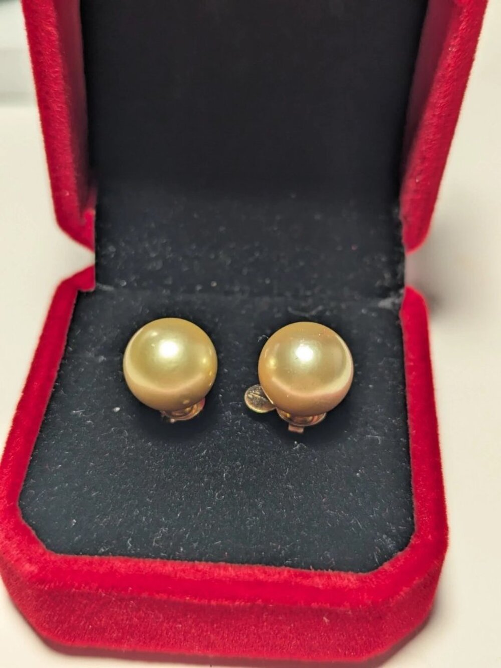 11mm Pistachio South Sea Pearl 14k Gold Stud Earrings